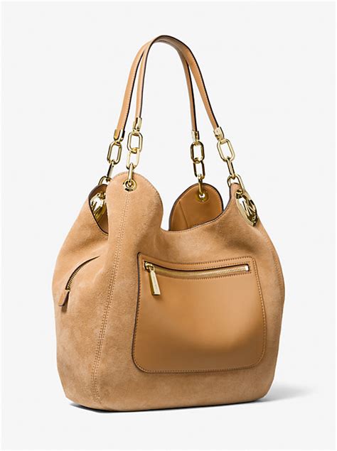 michael kors suede coats|lillie large suede shoulder bag.